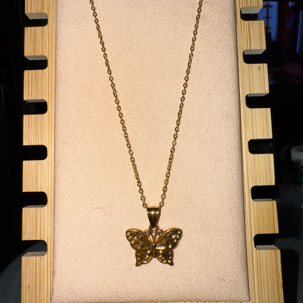 Gold Stainless Steel Butterfly Necklace WILL NOT TARNISH